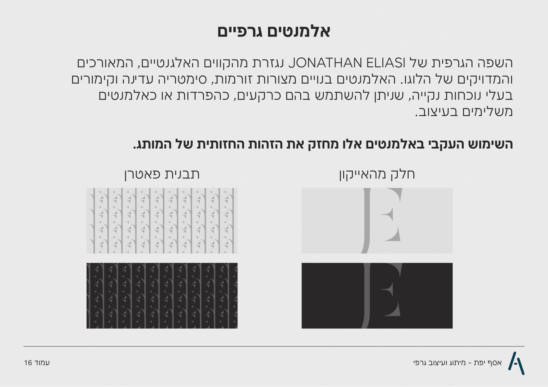 האלמנטים הגרפיים: פאטרן וחלק מהאייקון