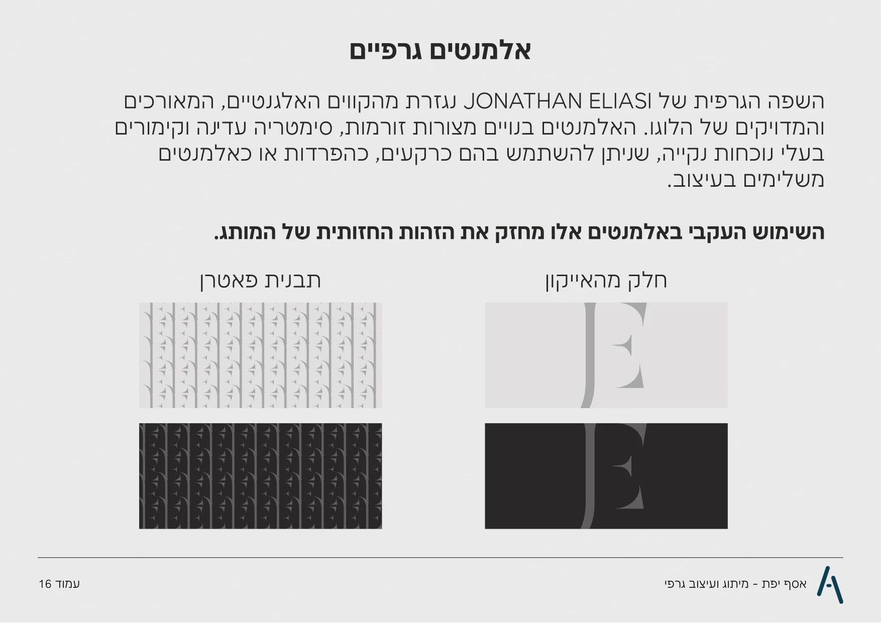 האלמנטים הגרפיים: פאטרן וחלק מהאייקון