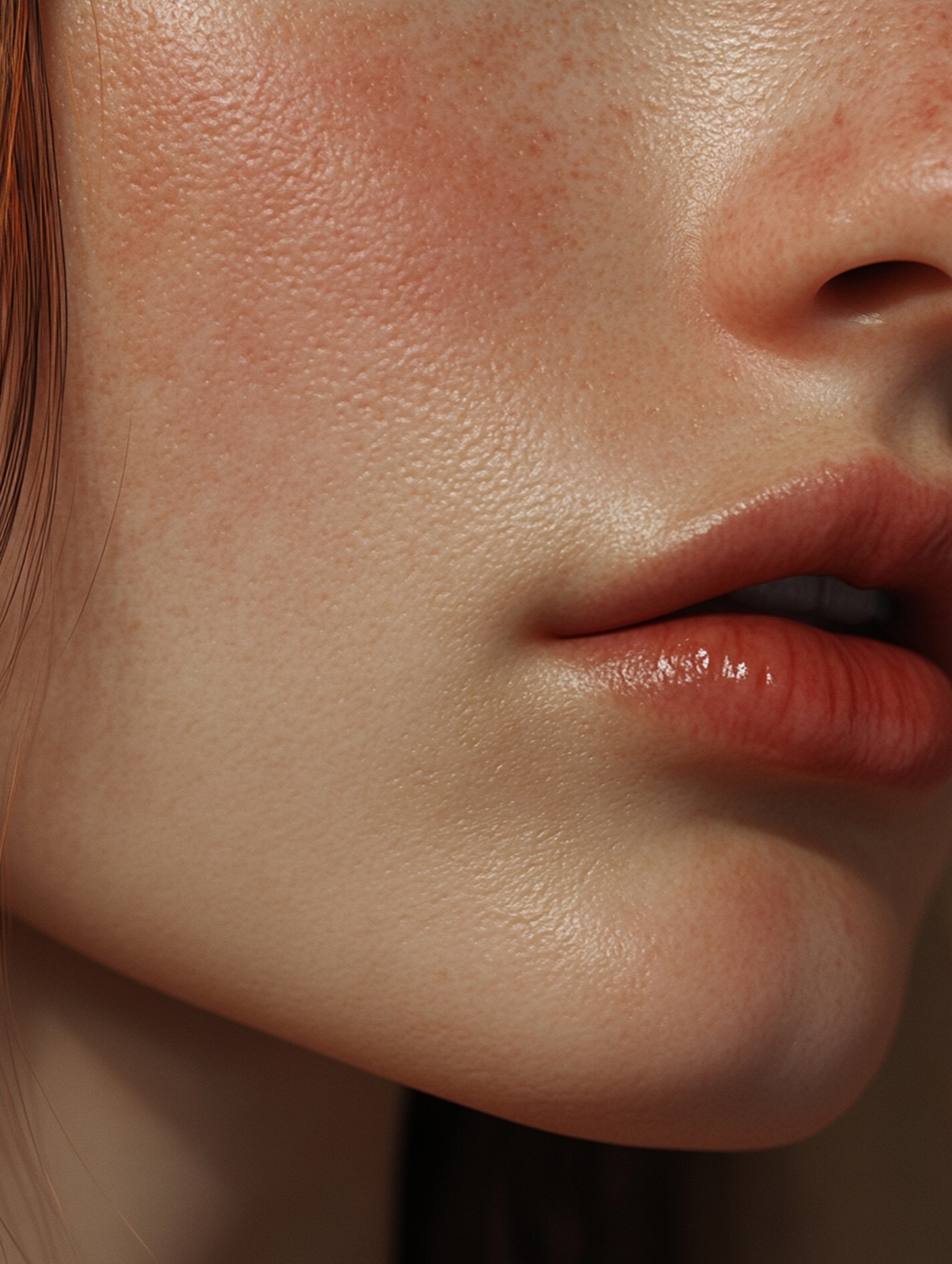 Natural skin texture in warm directed light