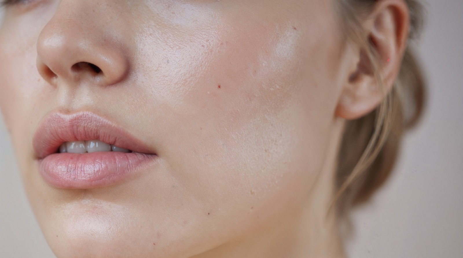 Editorial skin photography — soft profile