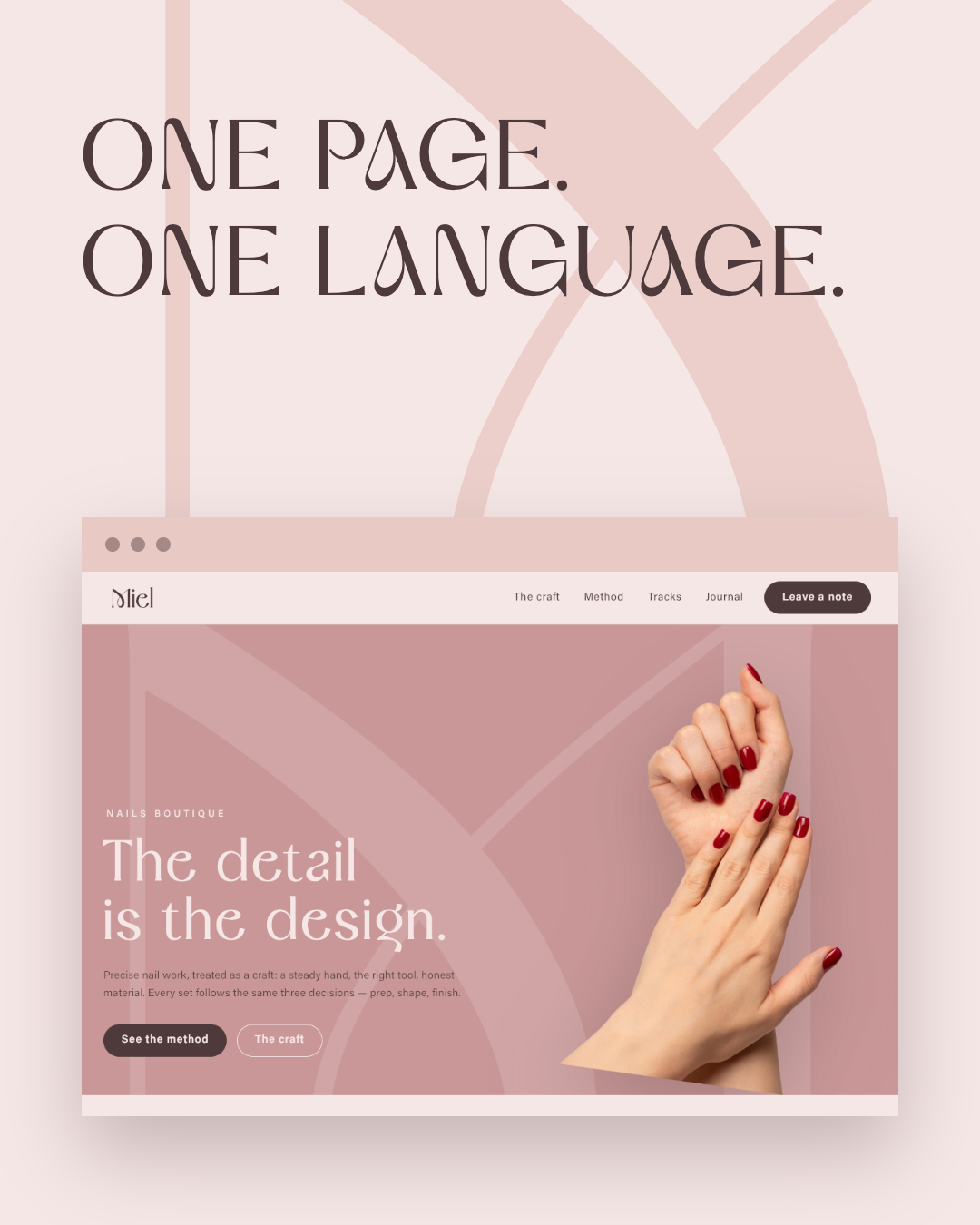 Post 7: the brand page — one page, one language