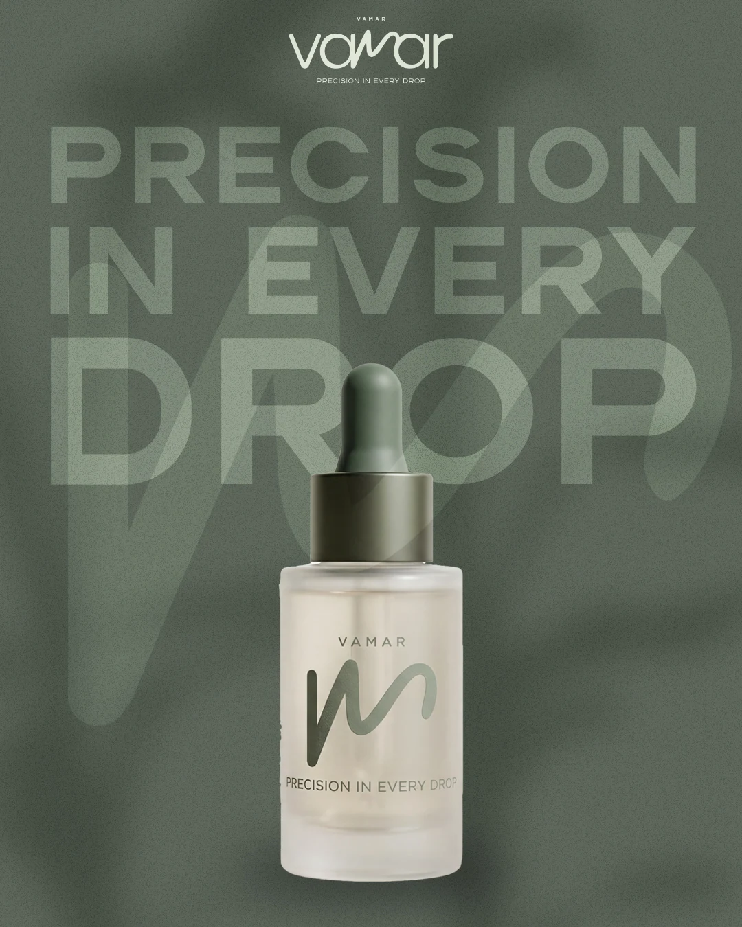 המודעה הראשונה: PRECISION IN EVERY DROP על שדה ירוק עם בקבוק טפטפת