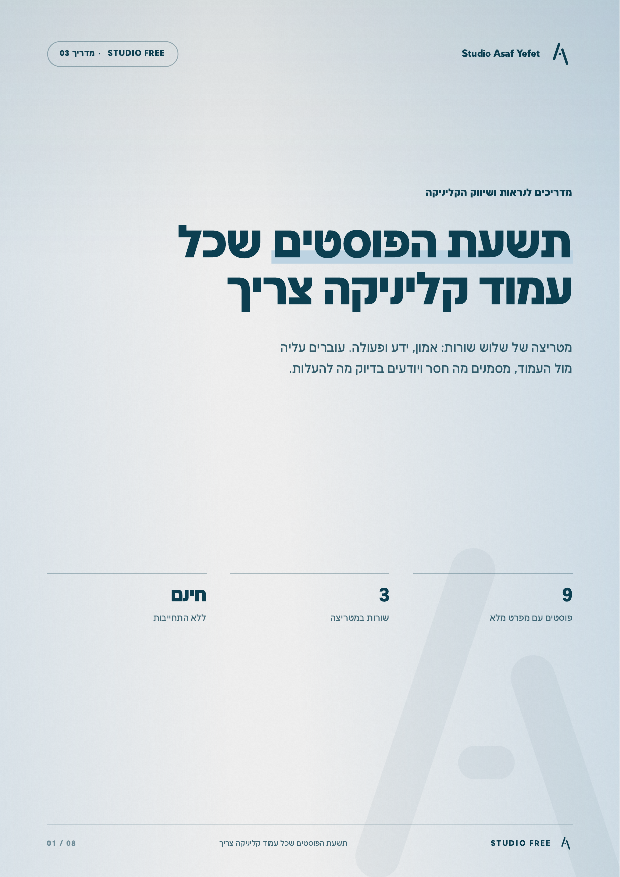 כריכת המדריך: תשעת הפוסטים שכל עמוד קליניקה צריך